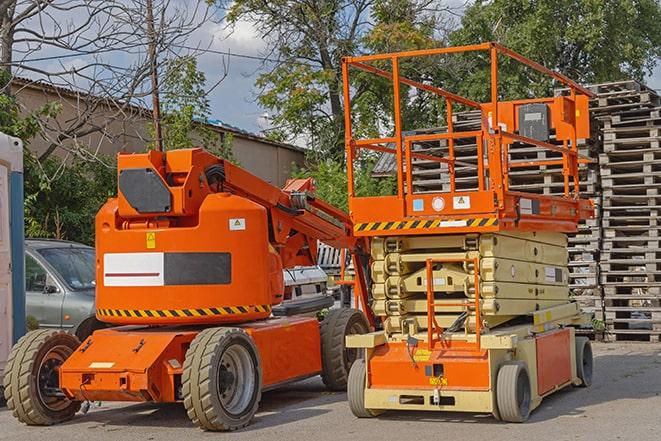 forklift handling inventory in a clean and organized warehouse in Coralville, IA